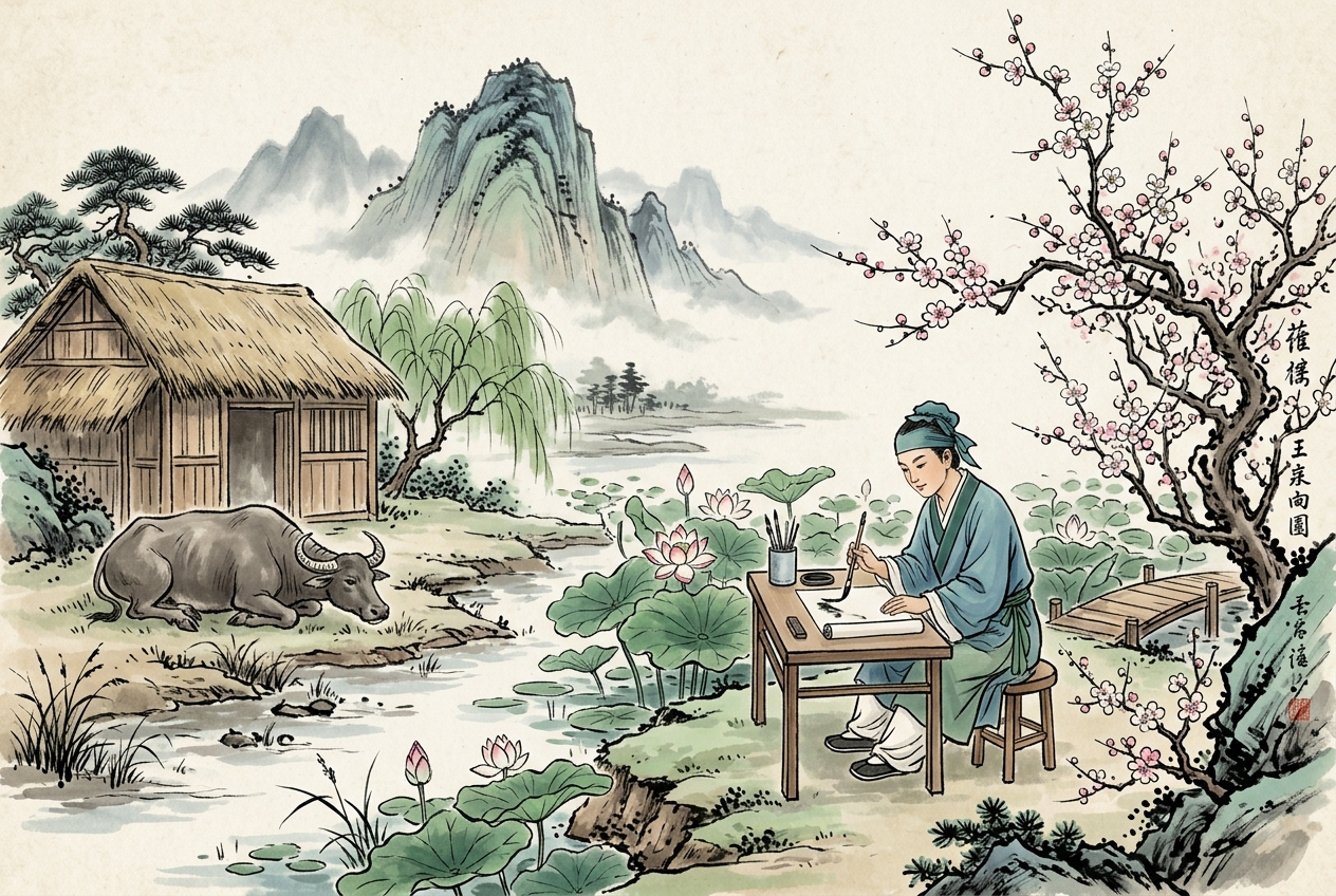 王冕牧牛画梅